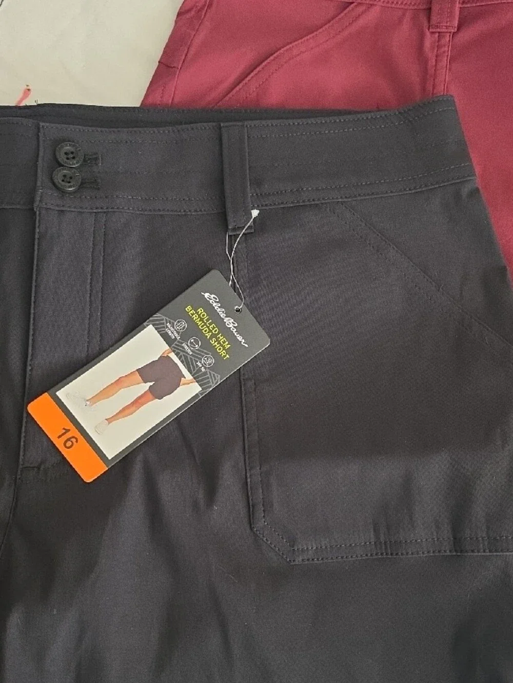 Eddie Bauer Roll-Cuff Shorts in Black and Burgundy